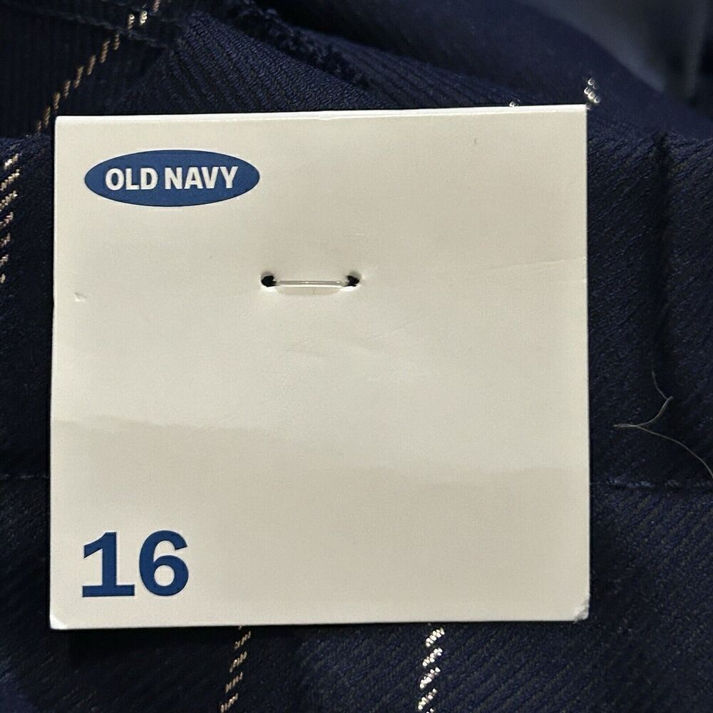 Old Navy Women’s Size 16 Navy Blue/Gold Stripe Straight Trouser Pants - Picture 5 of 5